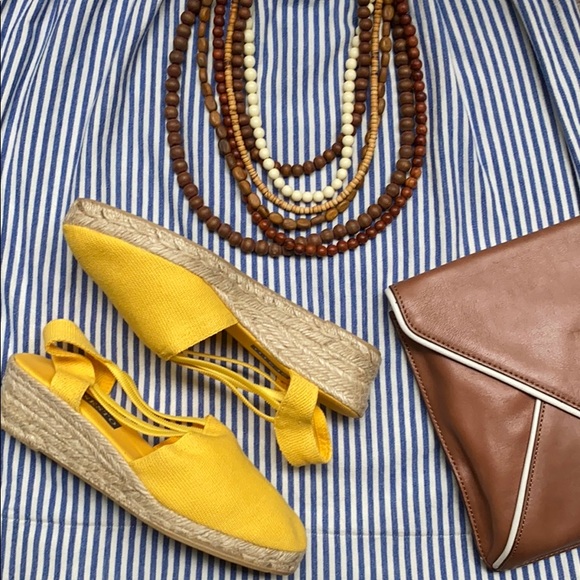 Sesto Meucci NIB Lona wedge espadrille, Amarillo - Picture 2 of 4